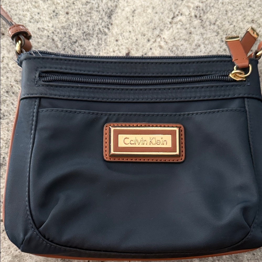 Calvin Klein Black Crossbody Bag with Brown Trim